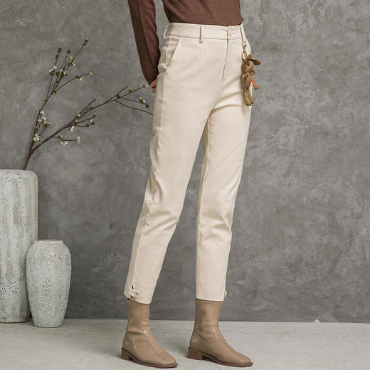 Famecoco范可儿休闲裤女秋季纯棉直筒裤长裤F216GA004 商品图1