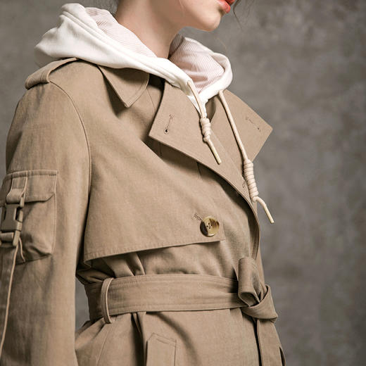 Famecoco范可儿风衣外套女秋原创复古小个子中长款F216AA003 商品图2