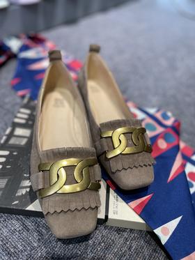 西村名物2021秋季新款金属扣舒适浅口单鞋T21CE34161