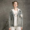 Famecoco范可儿牛仔外套女秋新品长袖连帽拼接外套F216AB002 商品缩略图0