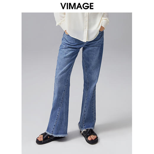 VIMAGE纬漫纪新款时尚通勤休闲显瘦百搭牛仔裤VC2105210 商品图2