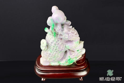 派瑞翡翠 翡翠摆件 糯种 绿色 紫色 商品图2