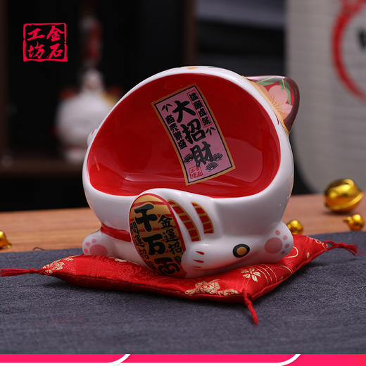金石工坊大嘴招财猫万用座手机支架可爱桌面陶瓷创意摆件 商品图2