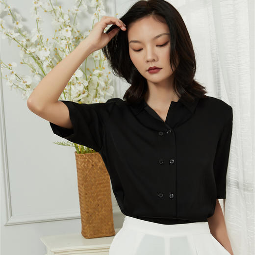 菜菜家真丝短袖衬衫|大牌同厂，软滑亲肤，显瘦藏肉，双排扣设计|轻软有筋骨的衬衫 商品图10