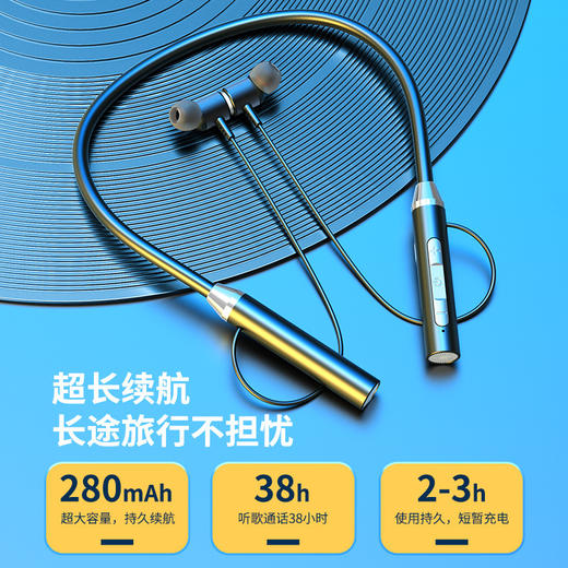 【蓝牙耳机】新款无线蓝牙耳机挂脖式立体声降噪通用插卡运动耳耳机麦 商品图1