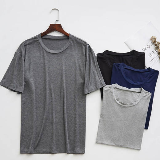 【服饰鞋包】丝萝春秋夏季莫代尔家居服男士薄款宽松单上衣打底宅睡衣 商品图0