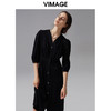 VIMAGE纬漫纪夏季新款V领高腰显瘦气质五分袖连衣裙长款薄V1507176 商品缩略图0