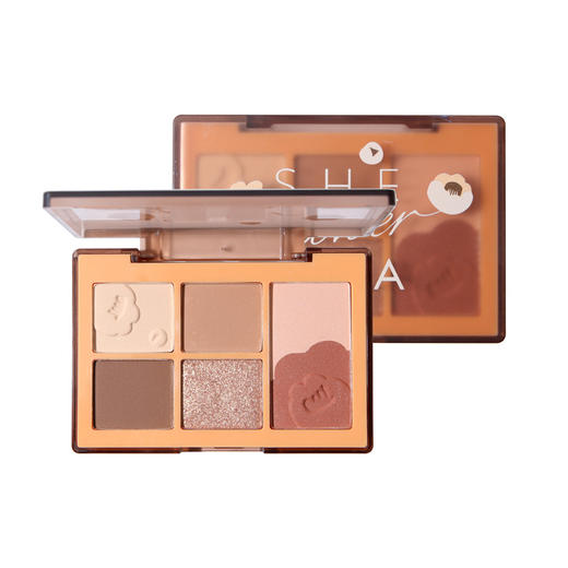 诗蒂娅新款姐妹花腮红修容一体盘大地色哑光珠光眼影盘 商品图3