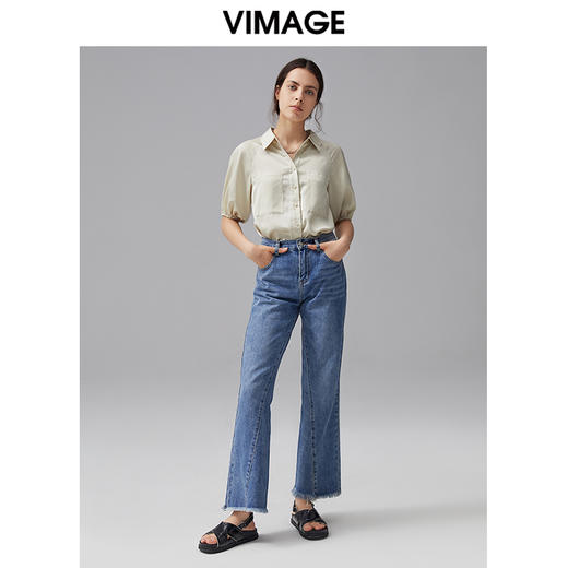 VIMAGE纬漫纪夏季新款通勤百搭时尚泡泡袖T恤衬衫上衣V1509133 商品图1