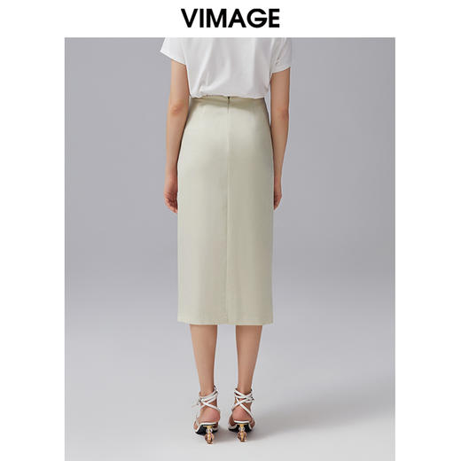 VIMAGE纬漫纪夏季新款优雅时尚高腰开叉百搭半身裙包臀裙女V1506133 商品图3