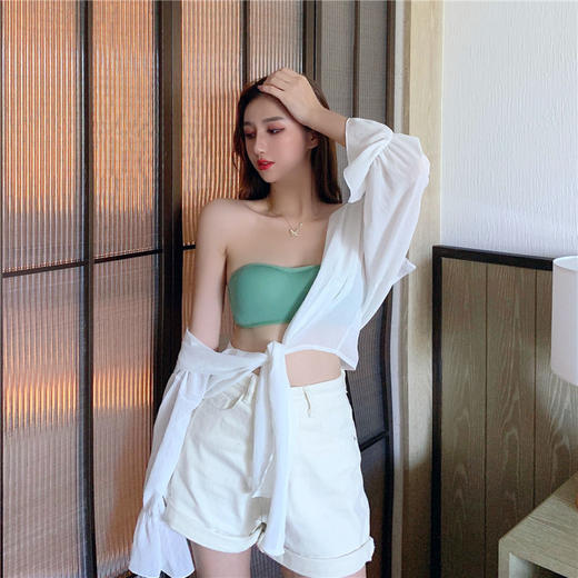 黛唯梵子墨二代内衣女夏季无肩带可拆卸隐形学生韩版高中生聚拢抹胸内衣大胸显小 商品图1