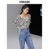 VIMAGE纬漫纪夏季新款宽松印花舒适衬衫女衬衣长袖小上衣V1509131 商品缩略图3