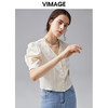 VIMAGE纬漫纪夏季新款V领设计泡泡袖修身短袖小上衣女T恤V1509134 商品缩略图0