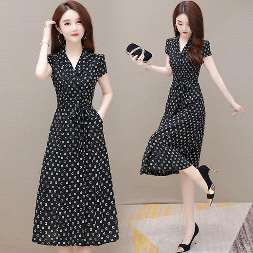 YWE  6116修身中长款时尚大码气质连衣裙 商品图0