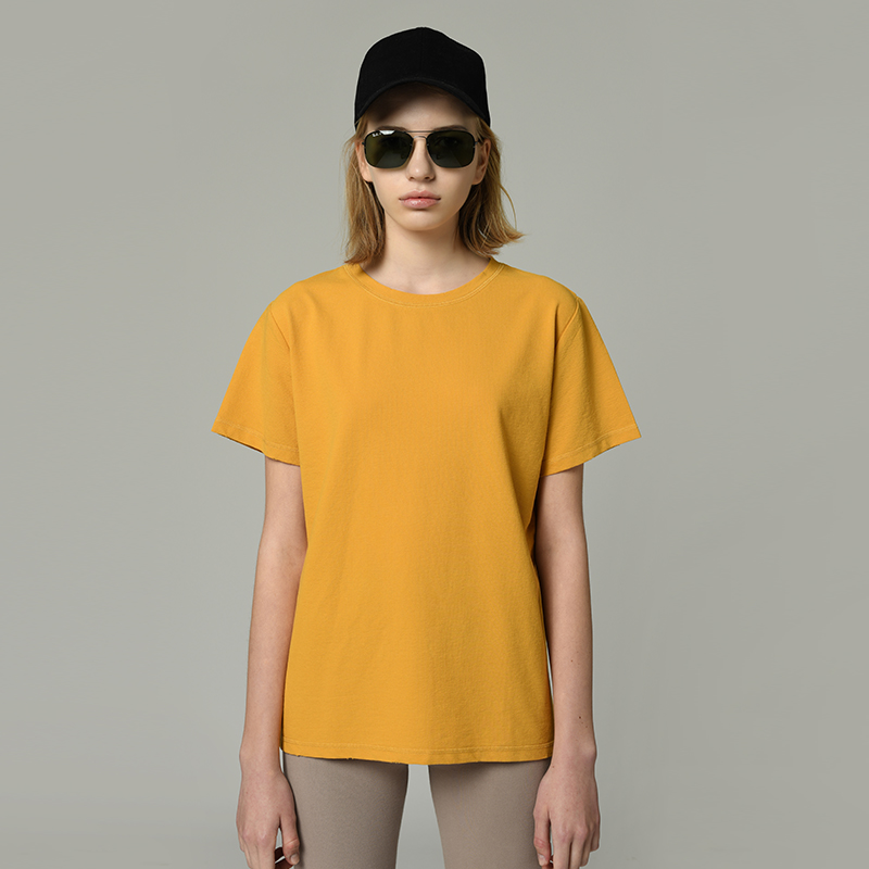 【特价清仓】女士经典款圆领领边下摆破洞肌理T恤