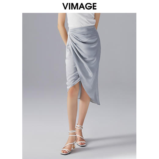 VIMAGE纬漫纪夏季新款优雅时尚高腰不规则百搭半身裙包臀裙女V1506131 商品图2