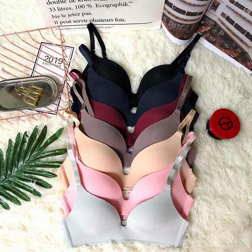 黛唯梵纯色轻薄衣运动内衣女无钢圈薄款小胸聚拢胸罩无痕上托少女超薄文胸 商品图1