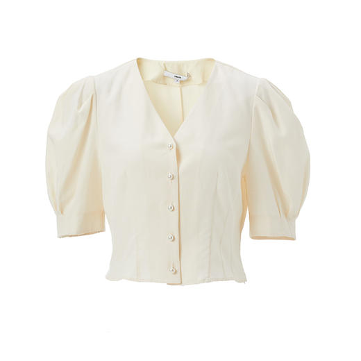 VIMAGE纬漫纪夏季新款V领设计泡泡袖修身短袖小上衣女T恤V1509134 商品图4