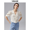 VIMAGE纬漫纪夏季新款V领设计泡泡袖修身短袖小上衣女T恤V1509134 商品缩略图2