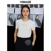 VIMAGE纬漫纪夏季新款简约舒适轻薄透气印花显瘦T恤上衣女V1502119 商品缩略图0