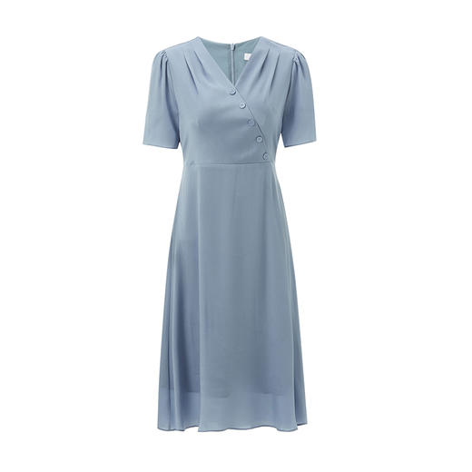 VIMAGE纬漫纪夏季新款V领系带高腰显瘦气质连衣裙长款薄V1507178 商品图4