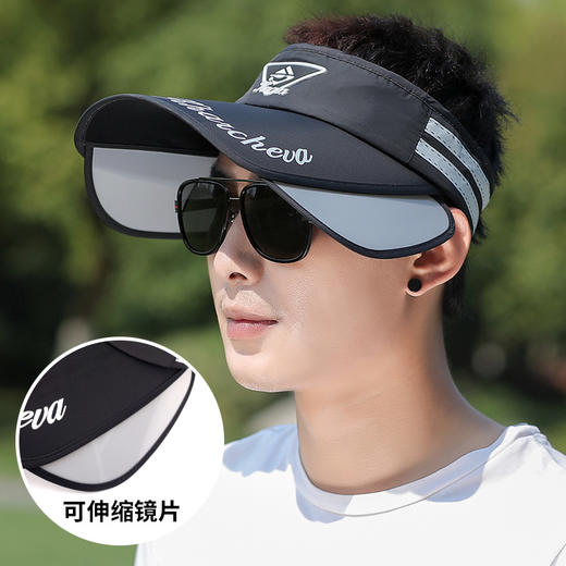 帽子男士夏天透气遮阳帽潮户外运动大檐无顶防晒太阳帽钓鱼空顶帽 商品图1