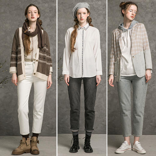 Famecoco范可儿刺绣牛仔裤女秋直筒设计感长裤F216GA009 商品图4