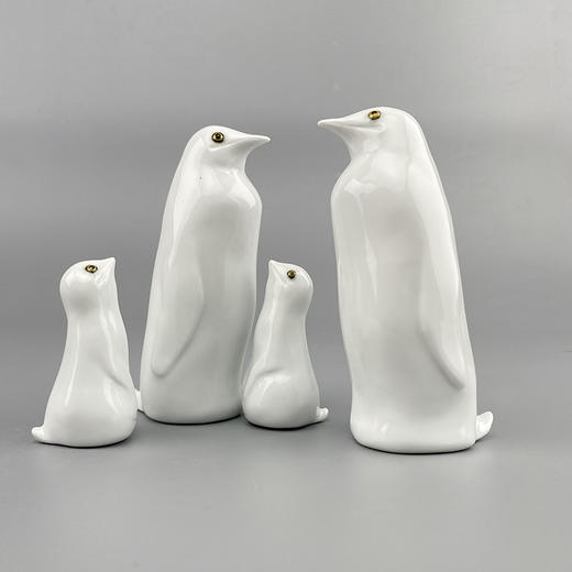 不仁斋薛继业陶瓷雕塑釉上彩手绘帝王大企鹅小企鹅 商品图2