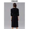 VIMAGE纬漫纪夏季新款V领高腰显瘦气质五分袖连衣裙长款薄V1507176 商品缩略图3