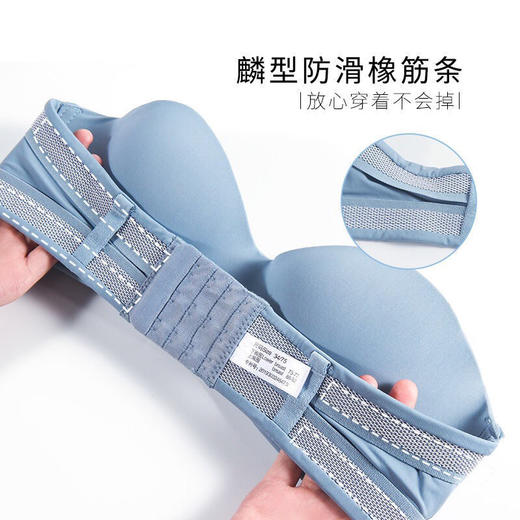 黛唯梵棉花糖夏季无肩带内衣女防走光防滑上托抹胸式半杯胸罩聚拢美背薄款文胸 商品图4