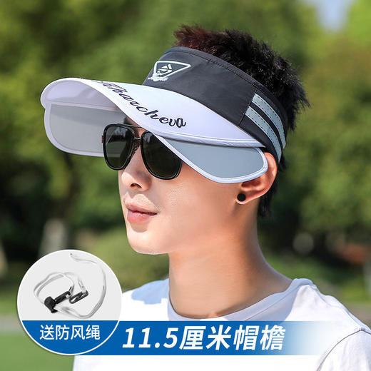 帽子男士夏天透气遮阳帽潮户外运动大檐无顶防晒太阳帽钓鱼空顶帽 商品图7
