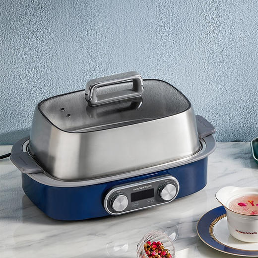 摩飞极速电蒸锅电炖锅家用多功能预约蒸煮锅双炖盅MR1168轻奢蓝 商品图1
