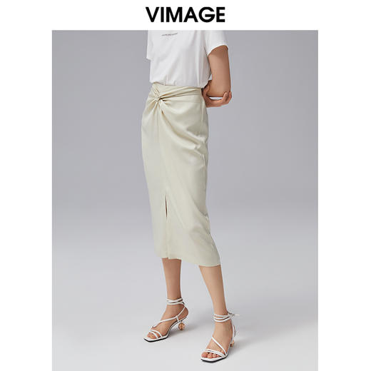 VIMAGE纬漫纪夏季新款优雅时尚高腰开叉百搭半身裙包臀裙女V1506133 商品图2