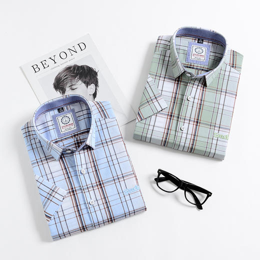 【100棉】罗蒙男士短袖衬衫夏季薄款休闲纯棉格子衬衣 商品图4