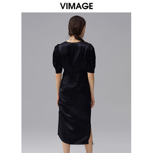 VIMAGE纬漫纪夏季新款泡泡袖气质通勤百搭设计感小众小上衣V1513133 商品图3