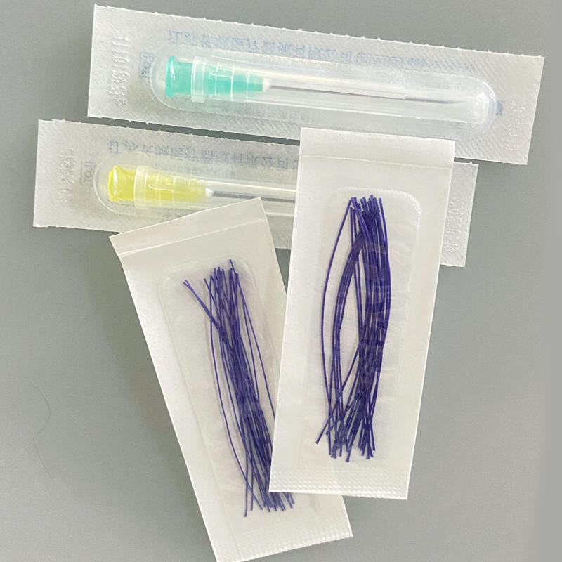 绛紫溶pga高分子线 "溶脂线" 蛋白线 针 紫线 v型对折旋转埋线法