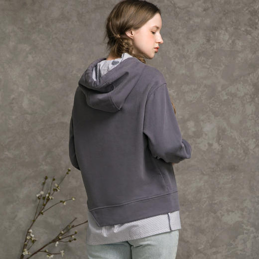 famecoco范可儿连帽印花女士卫衣秋长袖假两件上衣F216BL007 商品图4