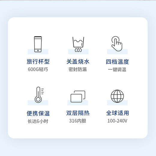 摩飞便携式家用旅行电热水壶 随行冲奶泡茶办公室养生保温杯MR6060 商品图6