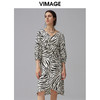 VIMAGE纬漫纪夏季新款V领其七分袖不规则印花连衣裙V1507185 商品缩略图2