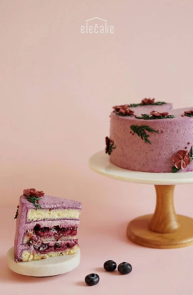 蓝莓韩式裱花蛋糕