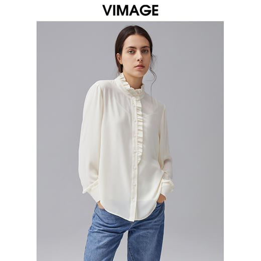 VIMAGE纬漫纪春夏季新款文艺气质通勤薄款衬衫上衣女V1509127 商品图2