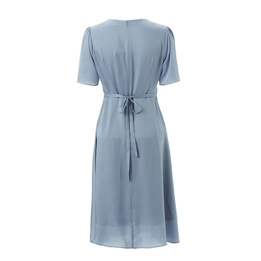 VIMAGE纬漫纪夏季新款V领系带高腰显瘦气质连衣裙长款薄V1507178 商品图5