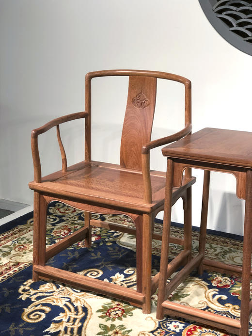 红桥红  家具严选  缅甸花梨（大果紫檀）【嘉木堂 矮靠背 南官帽椅三件套】 商品图2