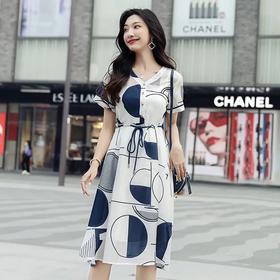 ZQ91 连衣裙女夏2021年新款休闲气质修身法式裙子雪纺碎花裙