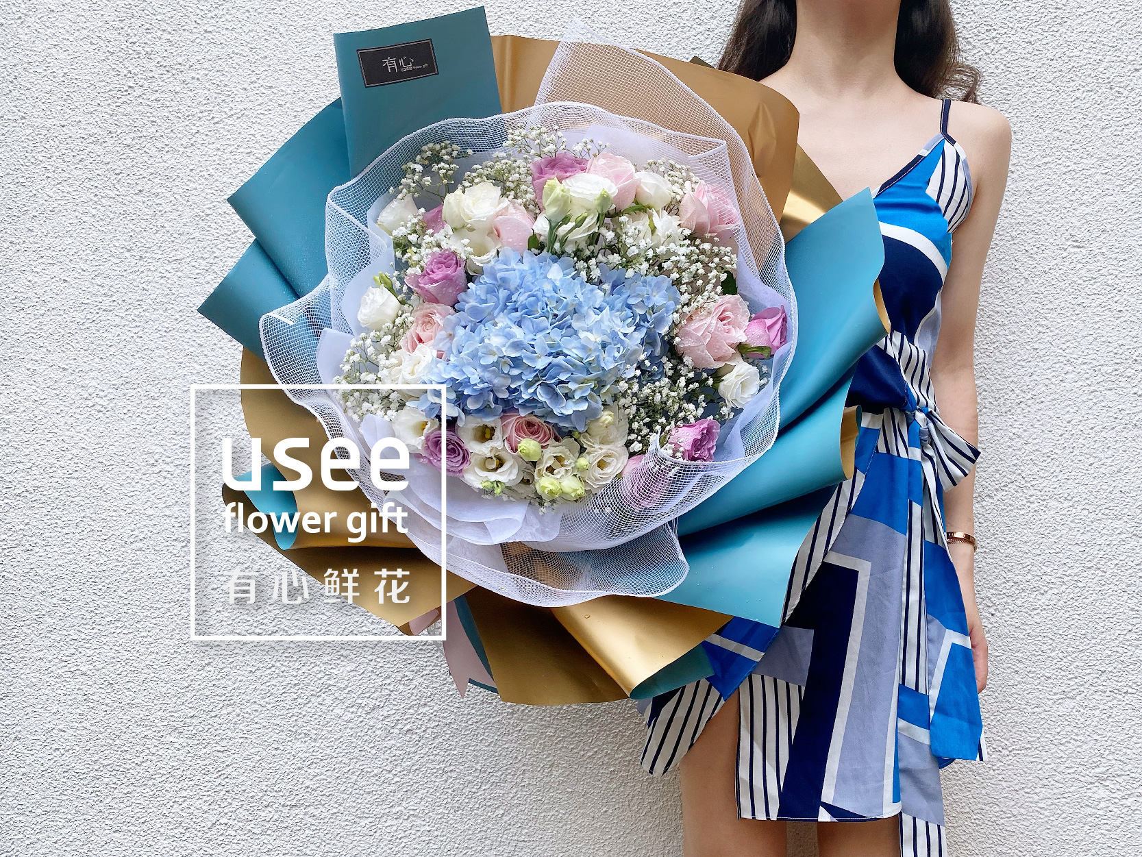 33朵白玫瑰 韩式鲜花玫瑰花生日花花束 Usee有心鲜花商城