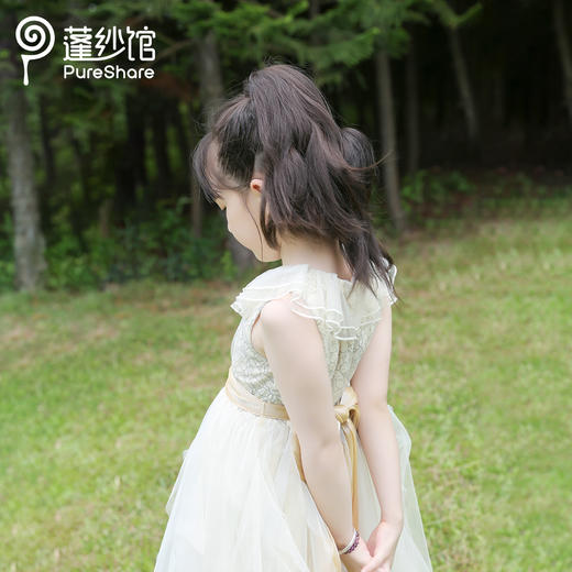 pureshare 女童连衣裙夏季新款蕾丝蓬蓬纱宝宝裙子礼服-杏色蕾丝飘飘裙 商品图1