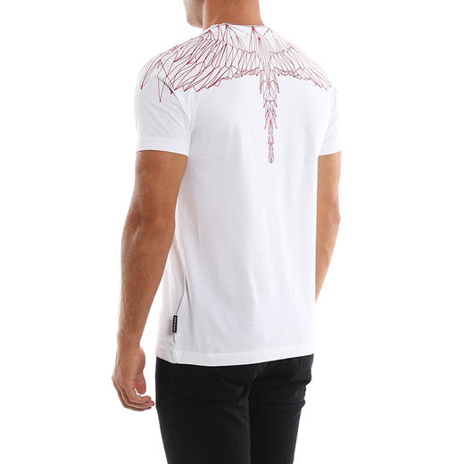 MARCELO BURLON 男士植绒红翼圆领短袖T恤 白色 CMAA018F19001096 0120 商品图2