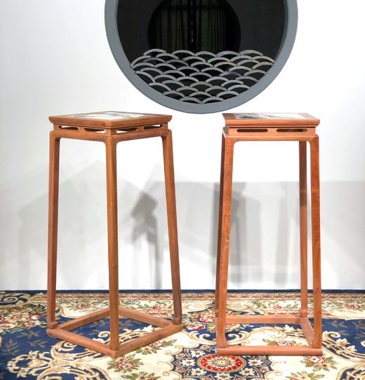 红桥红  家具严选  缅甸花梨（大果紫檀）【石面 98 明式托泥束腰 花架】 商品图4