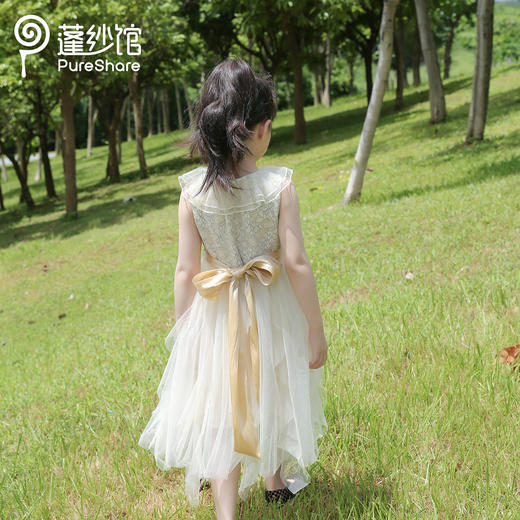 pureshare 女童连衣裙夏季新款蕾丝蓬蓬纱宝宝裙子礼服-杏色蕾丝飘飘裙 商品图3