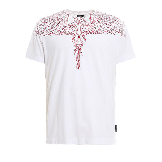 MARCELO BURLON 男士植绒红翼圆领短袖T恤 白色 CMAA018F19001096 0120 商品图0